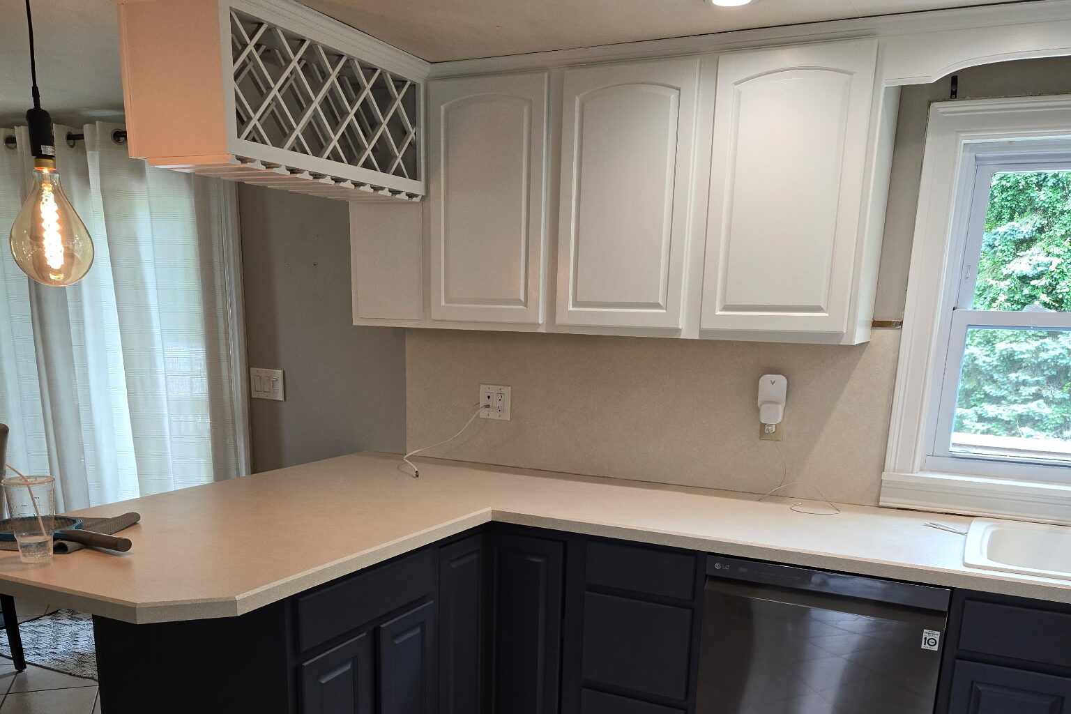 Modern kitchen with white cabinets